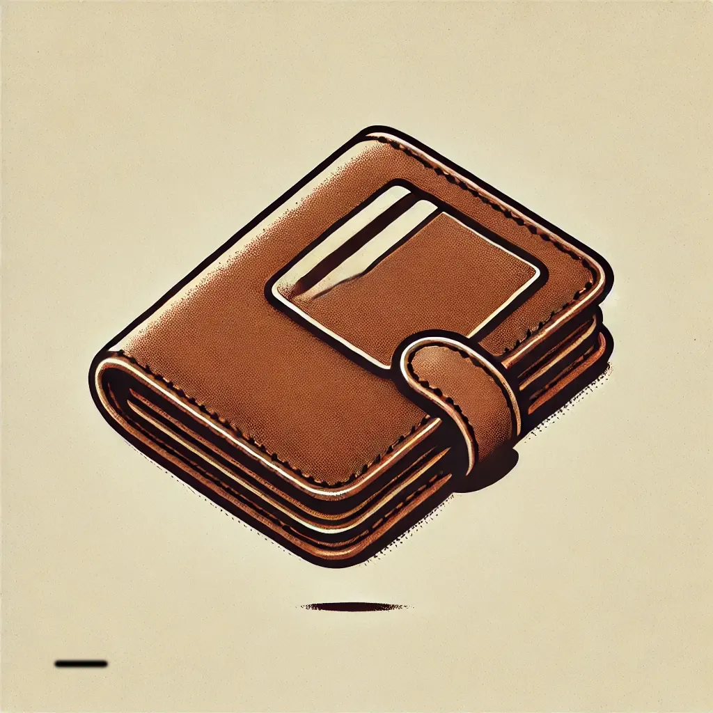 Minimalist tarzda, vintage deri cüzdan ve kartlık. Retro ve nostaljik detaylarla sade bir tasarım sunar.